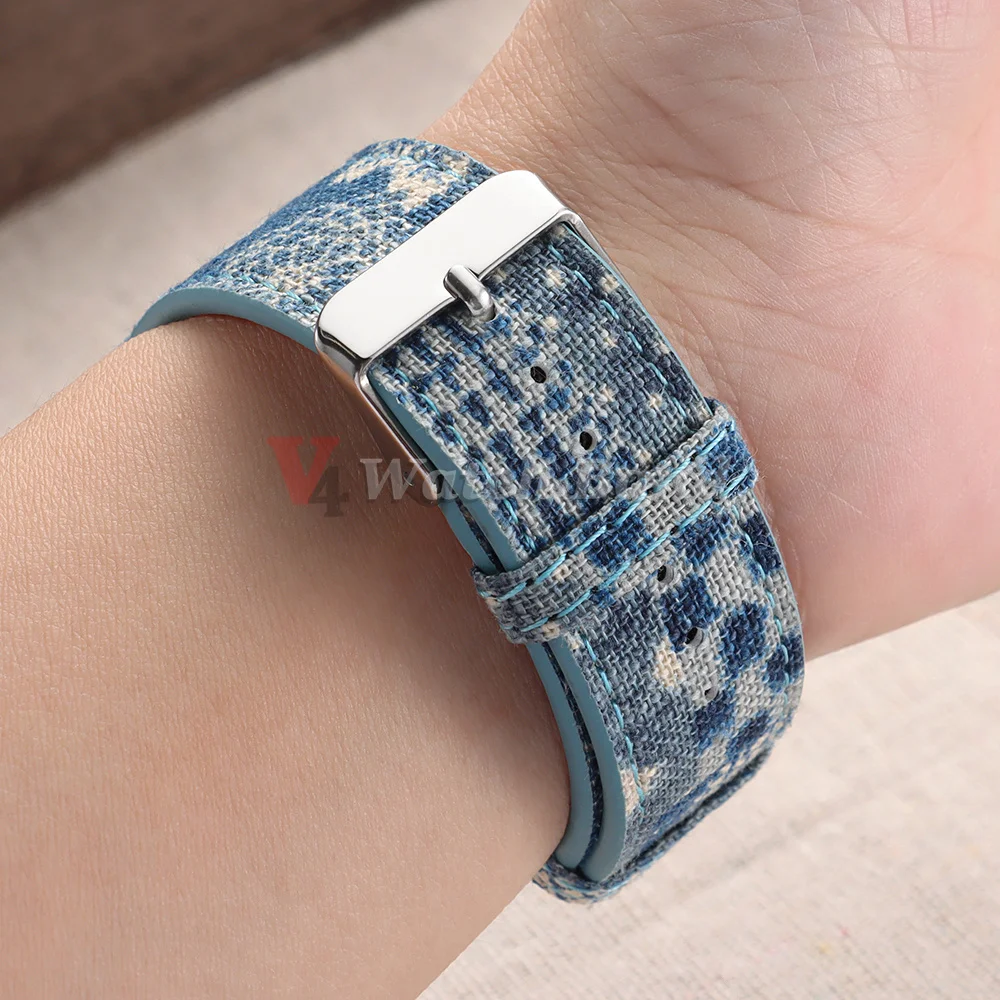 Nouveau style bracelet de montre en nylon et cuir 20mm 22mm texture torsadée bracelet de montre bleu irrégulier accessoires pour hommes et femmes