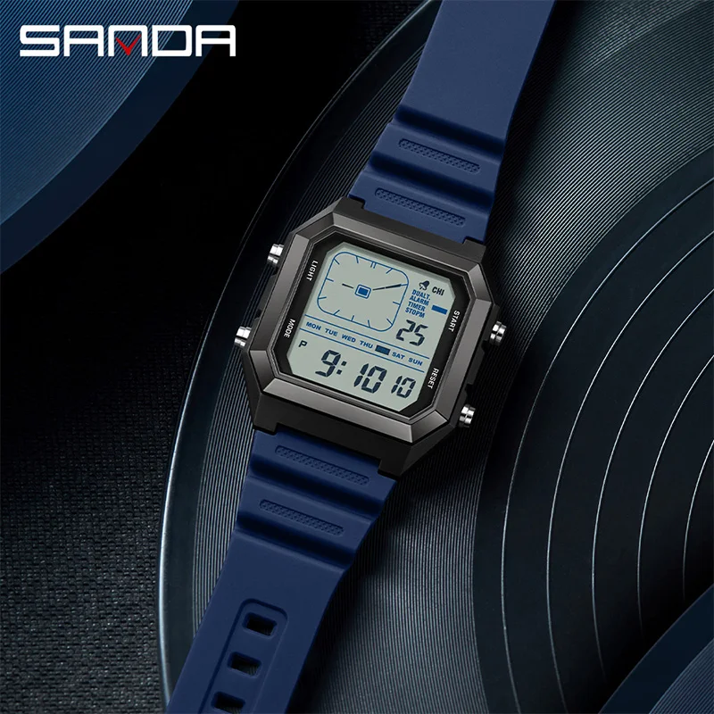 Montre Homme Carré Digital Alarme Sport Quartz Multifonctions 5ATM Lumineuse – Image 4