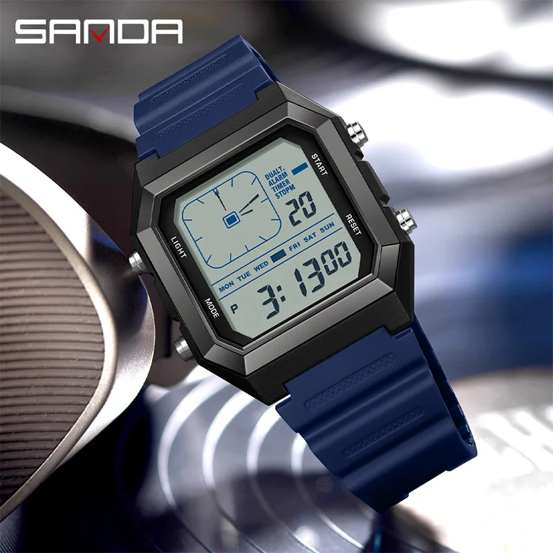 Montre Homme Carré Digital Alarme Sport Quartz Multifonctions 5ATM Lumineuse – Image 5