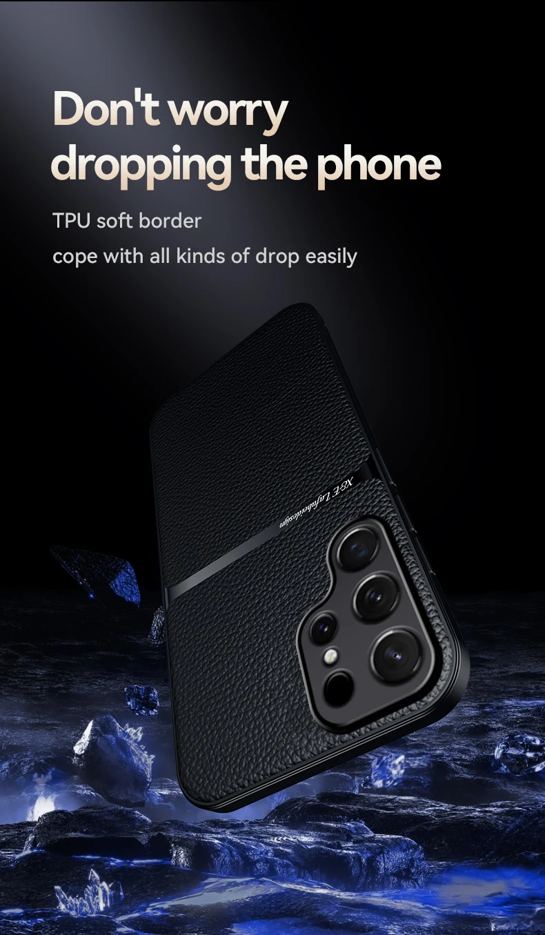 Étuis de téléphone souples en cuir pour Samsung S26 Ultra S25 Plus S23 S22 S21 S20 FE S25 Ultra avec support magnétique pour voiture et protection intégrée