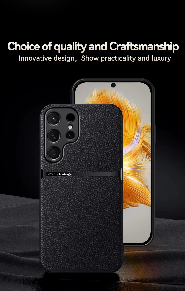 Étuis de téléphone souples en cuir pour Samsung S26 Ultra S25 Plus S23 S22 S21 S20 FE S25 Ultra avec support magnétique pour voiture et protection intégrée