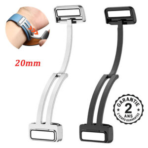 Fermoir de Bracelet Montre 20mm pour Samsung Galaxy Watch 4 5 Acier Argent Noir
