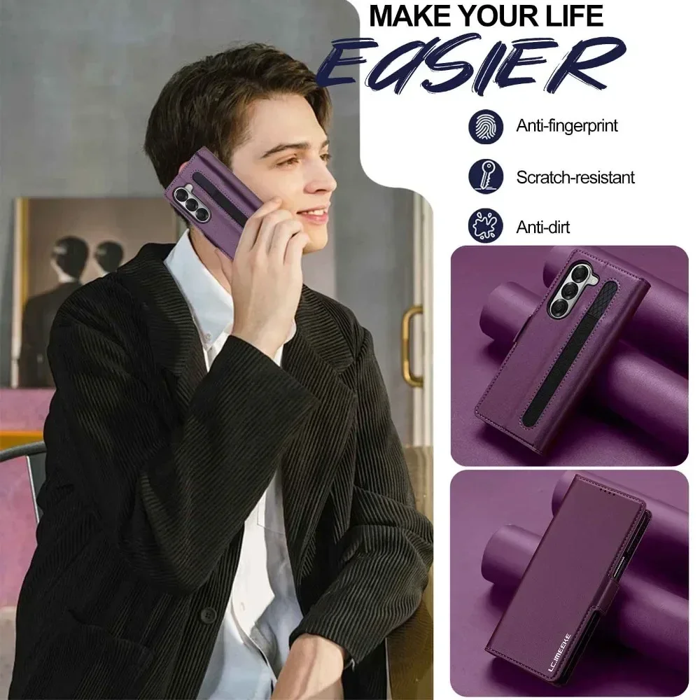 Coque Étui Portefeuille Samsung Galaxy Z Fold 7 6 5 4 3 5G Porte Stylet Cuir PU – Image 6