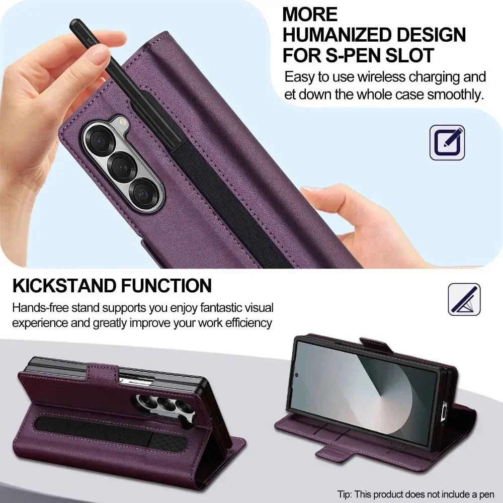 Coque Étui Portefeuille Samsung Galaxy Z Fold 7 6 5 4 3 5G Porte Stylet Cuir PU – Image 3