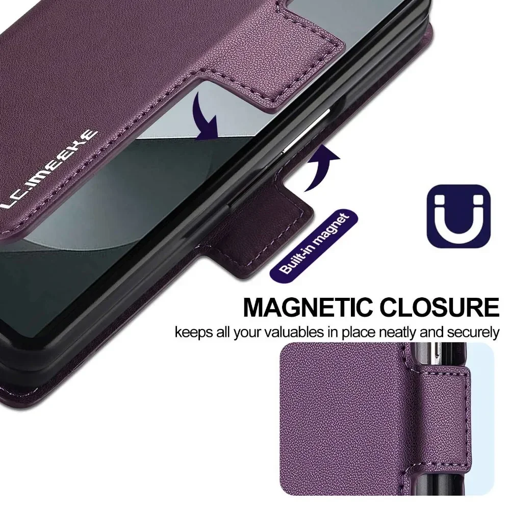 Coque Étui Portefeuille Samsung Galaxy Z Fold 7 6 5 4 3 5G Porte Stylet Cuir PU – Image 4