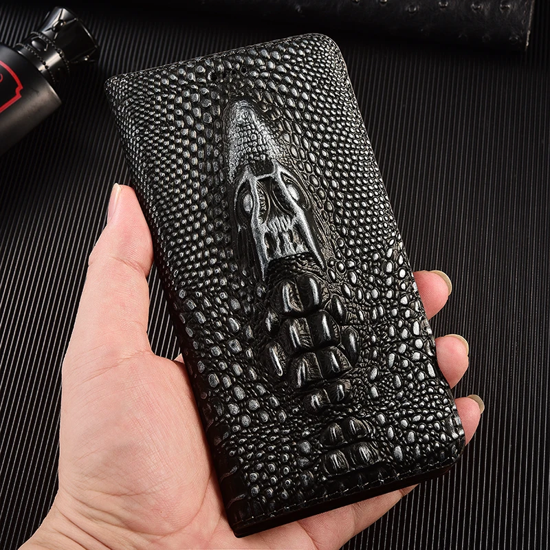 Coque Rabat iPhone 17 16 15 14 13 12 11 Plus Pro Max XR XS Cuir Tête Crocodile – Image 4