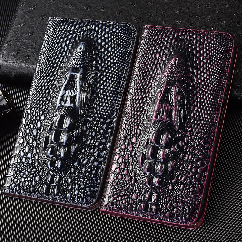 Coque Rabat iPhone 17 16 15 14 13 12 11 Plus Pro Max XR XS Cuir Tête Crocodile – Image 8
