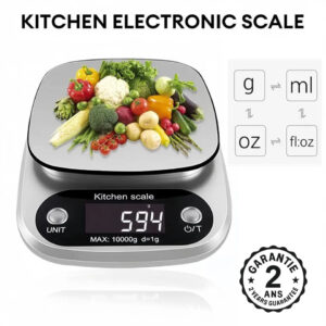 Balance de Cuisine Électronique Numérique Écran LCD 10kg max. Inox Tare g ml oz