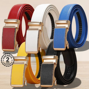 Ceinture Homme Cuir Bleu Blanc Rouge Jaune Vert Automatique 105 110 120 130 cm