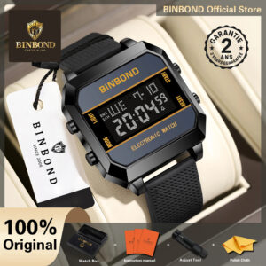 Montre Homme Sport Digitale LCD Numérique Quartz Silicone 5ATM Alarme Chrono