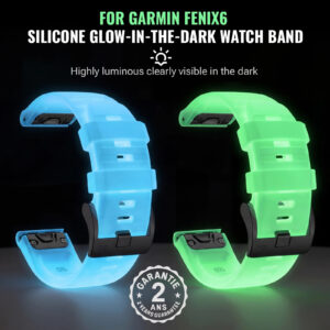 Bracelet de Silicone Fluorescent pour Garmin Fenix 7 6 5 Epix Forerunner 22-26mm
