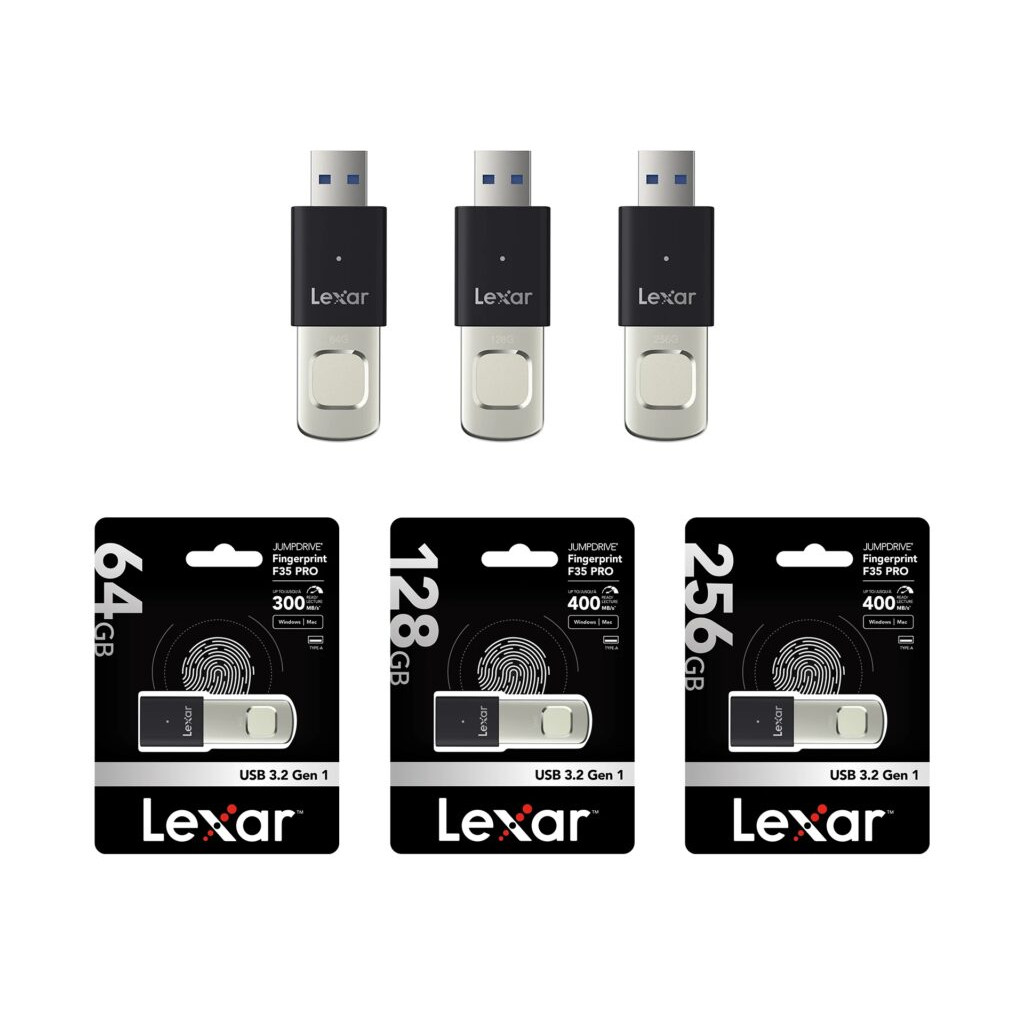 Clé USB Lexar F35 Pro 64 128 256 Go USB 3.2 Empreinte Digitale Cryptage AES – Image 12