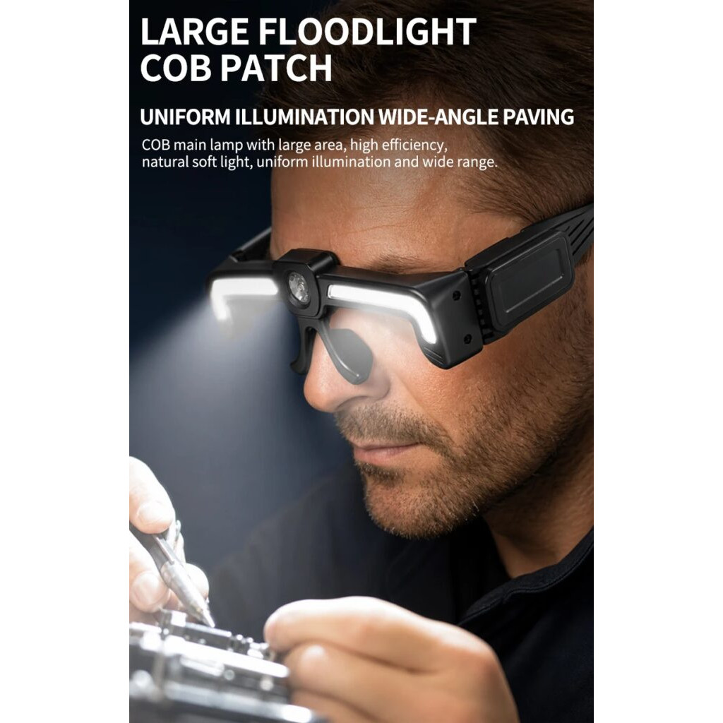 Lampe Frontale Lunettes LED à Induction COB XTE Rechargeable USB IPX4 Atelier – Image 10