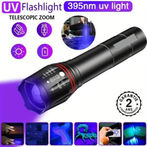 Lampe Torche de Poche UV Ultraviolet LED Rechargeable Zoom Détecteur Urine 395nm