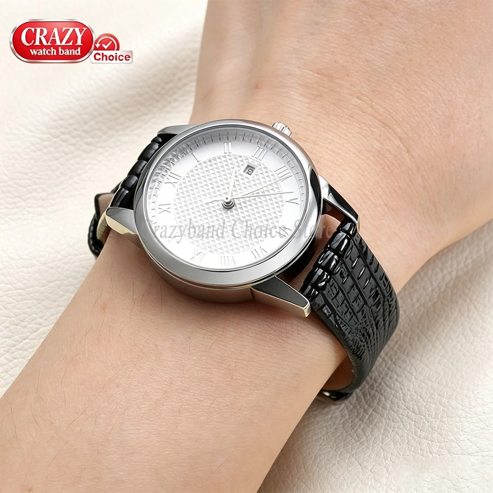 Bracelet de Montre Femme Cuir Véritable 8 10 12 14 16 mm Boucle Ardillon Lézard – Image 4