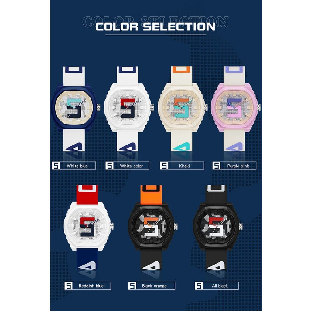 Montre Homme Femme Quartz Sport Silicone Colorée Mode Pop Rouge Bleu Blanc Sanda – Image 8