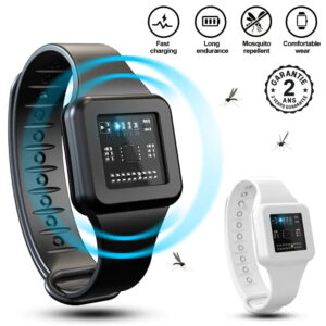 Montre Répulsif Anti Moustique Insectes à Ultrason Rechargeable USB Bracelet LED
