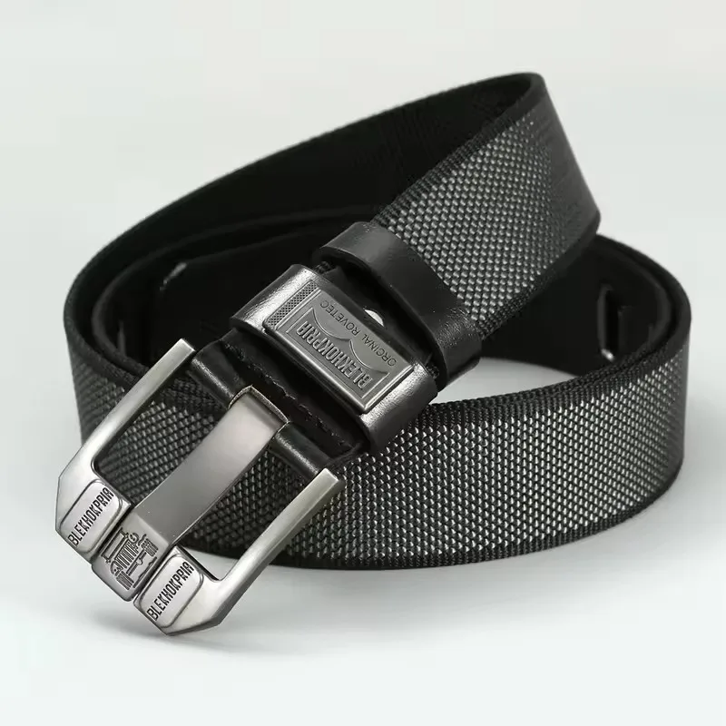 Ceinture Homme Tressée Nylon Boucle Acier Inox Picots Dorés Mode Fashion 120cm – Image 6