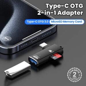Adaptateur Type-C OTG USB 3.0 Lecteur MicroSD TF Card Angle Droit 90 Smartphone