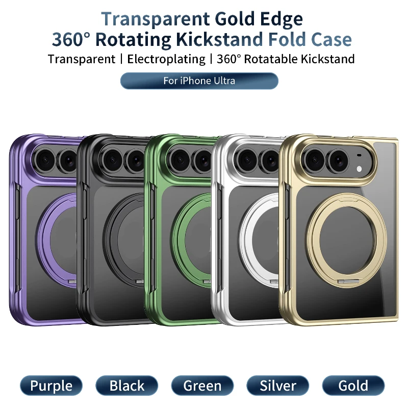 Coque iPhone Duo + Verre Trempé 360 Magsafe Transparente Anneau Rotatif Argenté – Image 6