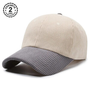 Casquette Baseball Velours Côtelé Brodé Bicolore Homme Réglable Automne Hiver