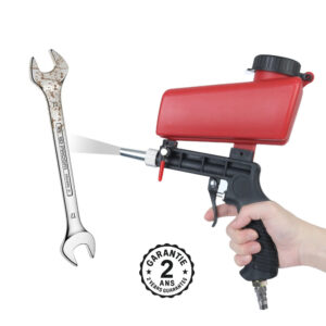 Pistolet de Sablage Pneumatique avec Réservoir à Gravité 90psi 6.5mm Bleu Rouge