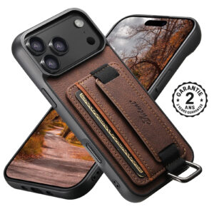 Coque Étui Porte-cartes iPhone 18 17 16 15 14 13 12 Pro Max Simili Cuir Dragonne