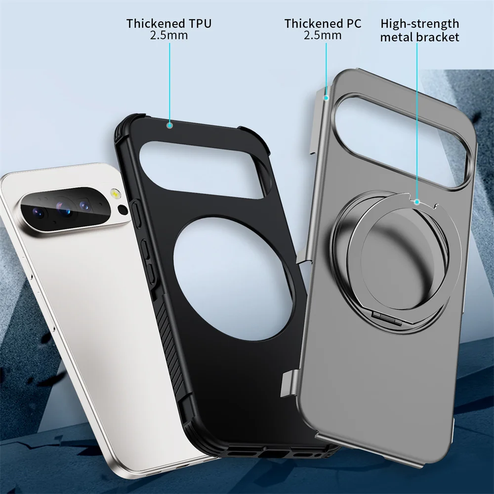 Coque Google Pixel 11 10 10a 9 8 Pro XL TPU Magsafe Magnétique Anneau Rotatif – Image 2