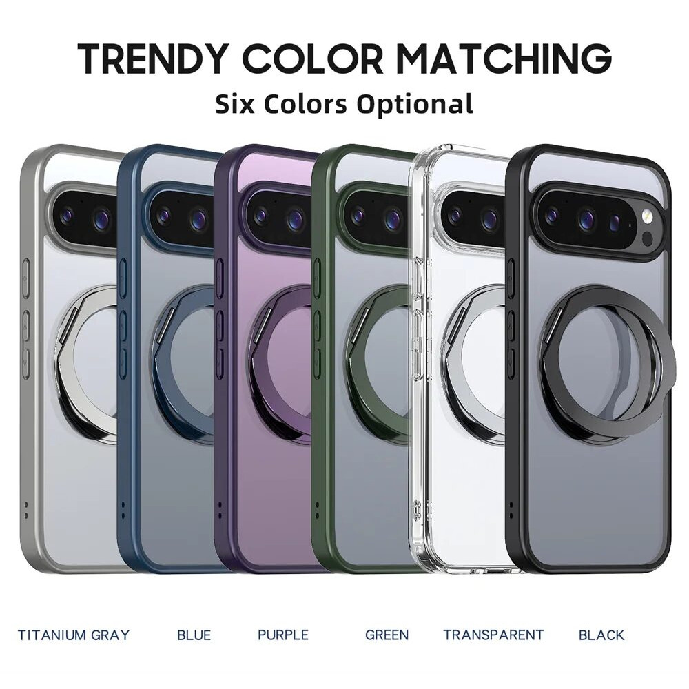 Coque Google Pixel 11 10 9 Pro XL Transparente TPU Anneau Magnétique Pivotant Qi – Image 4
