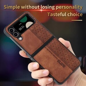 Coque Étui Cuir Mat Gaufré Galaxy Z Flip 7 6 5 4 3 Marron Bleu Noir Vert Violet