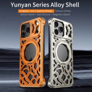Coque iPhone 17 16 15 Pro Max Magsafe Métal Aluminium Aérée Doré Thermique Luxe