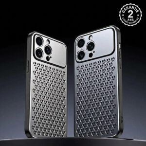 Coque iPhone 18 17 16 15 14 13 Pro Max Plus Aluminium Alvéolé Argenté AntiChoc