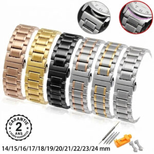 Bracelet de Montre Acier Embout Incurvé Droit 14 15 16 17 18 19 20 21 22 23 24mm