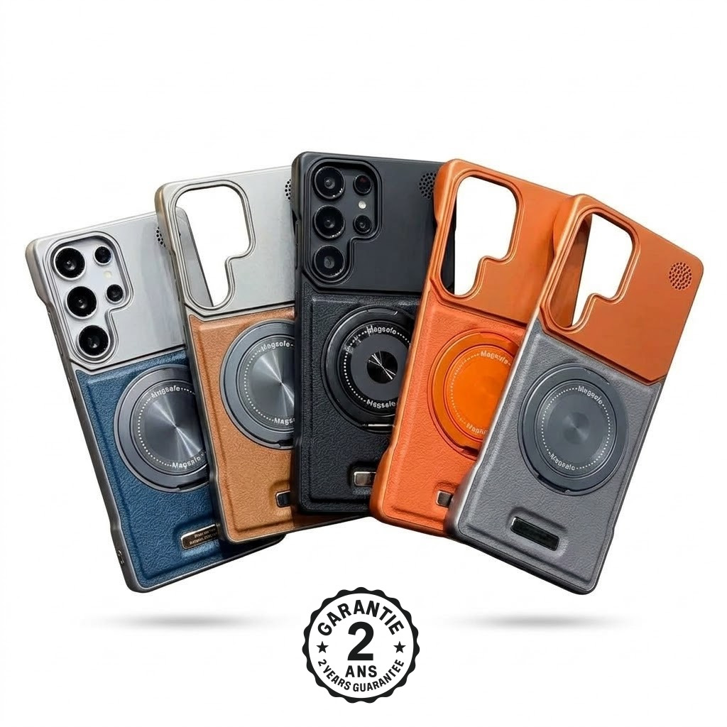 Coque Samsung Galaxy S26 S25 S24 S23 S22 Plus Ultra Mat Cuir PU Magnetic Magsafe
