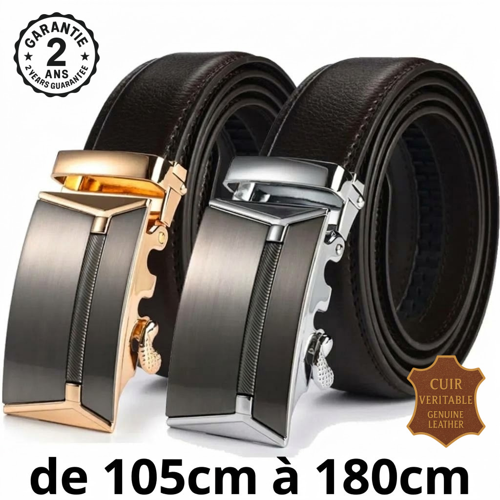 Ceinture Homme Cuir Véritable Grande Taille Acier 120 140 150 160 170 180 cm
