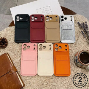 Coque Étui Cuir iPhone 17 16 15 14 13 12 11 X XS XR Pro Max Pochette CB Cartes