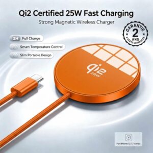 Chargeur Sans Fil Rapide Qi2 25W MagSafe iPhone Samsung Google Pixel Magnétique