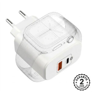 Chargeur Mural 20W PD USB-C USB-A Sans Fil Qi pour Apple Watch iPhone Samsung