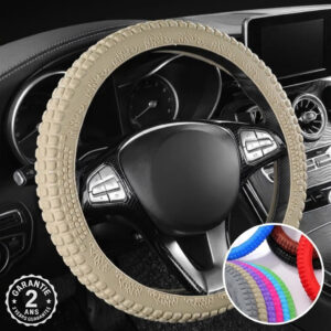 Housse Couvre Volant Silicone Antidérapante 38cm Universelle Design Pneu Voiture