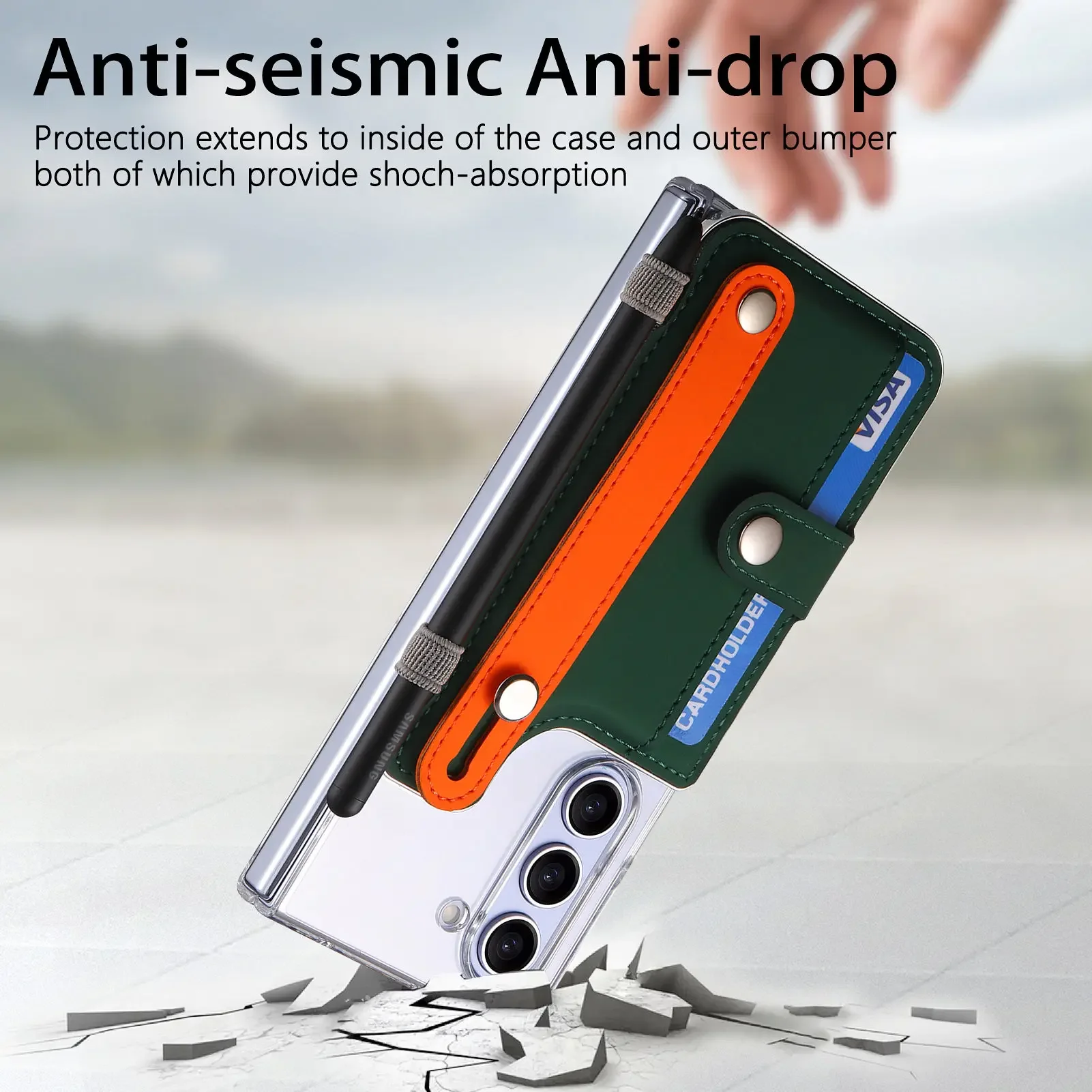 Coque Samsung Galaxy Z Fold 6 5 Cuir Portefeuille Dragonne Transparent Bicolore – Image 6