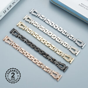 Bracelet de Montre Femme Dégagement Rapide pour Garmin Lily 2 14mm Métal Doré