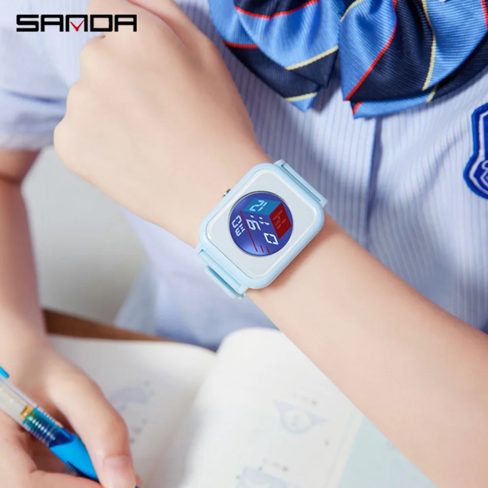 Montre Homme Femme Carré Digitale Silicone Affichage 3D Chrono Alarme Calendrier – Image 4