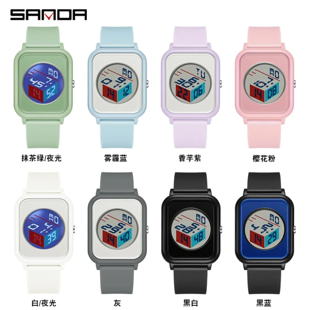 Montre Homme Femme Carré Digitale Silicone Affichage 3D Chrono Alarme Calendrier – Image 5
