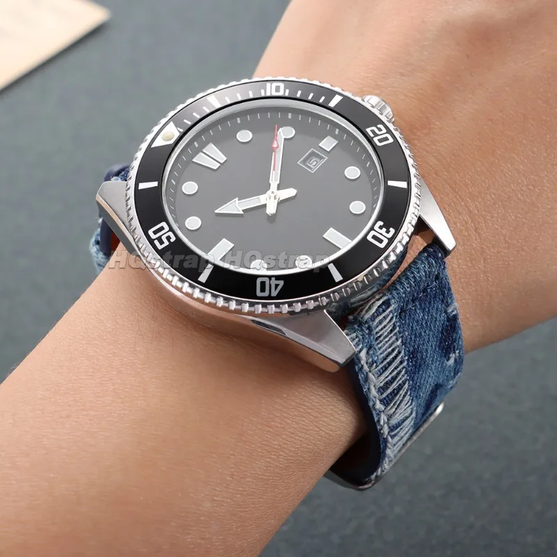 Bracelet de Montre Denim 18mm 20mm 22mm pour Huawei Seiko Bleu Nylon Pose Rapide – Image 12