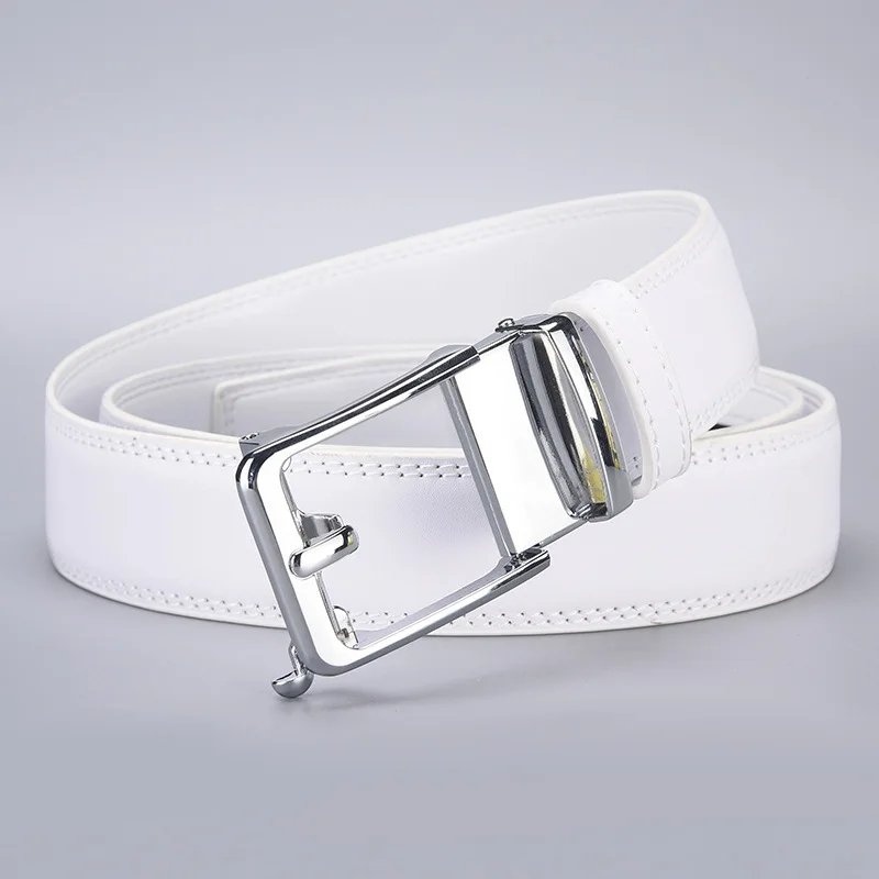 Ceinture Homme Cuir Véritable Blanche Automatique Acier 105 110 115 120 125 cm – Image 3