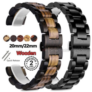 Bracelet de Montre Bois Homme pour Huawei Omega Seiko Tudor Pose Rapide 20 22 mm