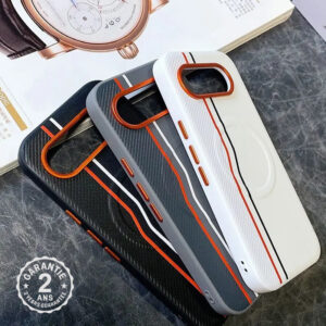 Coque Cuir Google Pixel 11 10 9 Pro XL 10a 9a Magsafe Magnétique Boutons Orange