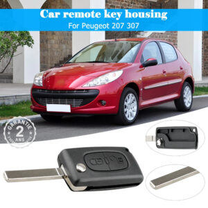 Coque Clé de Voiture Peugeot 207 307 Boîtier Bip Noir CE0523 CE0536 2 Boutons