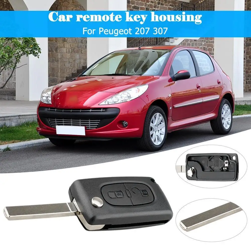 Coque Clé de Voiture Peugeot 207 307 Boîtier Bip Noir CE0523 CE0536 2 Boutons – Image 2