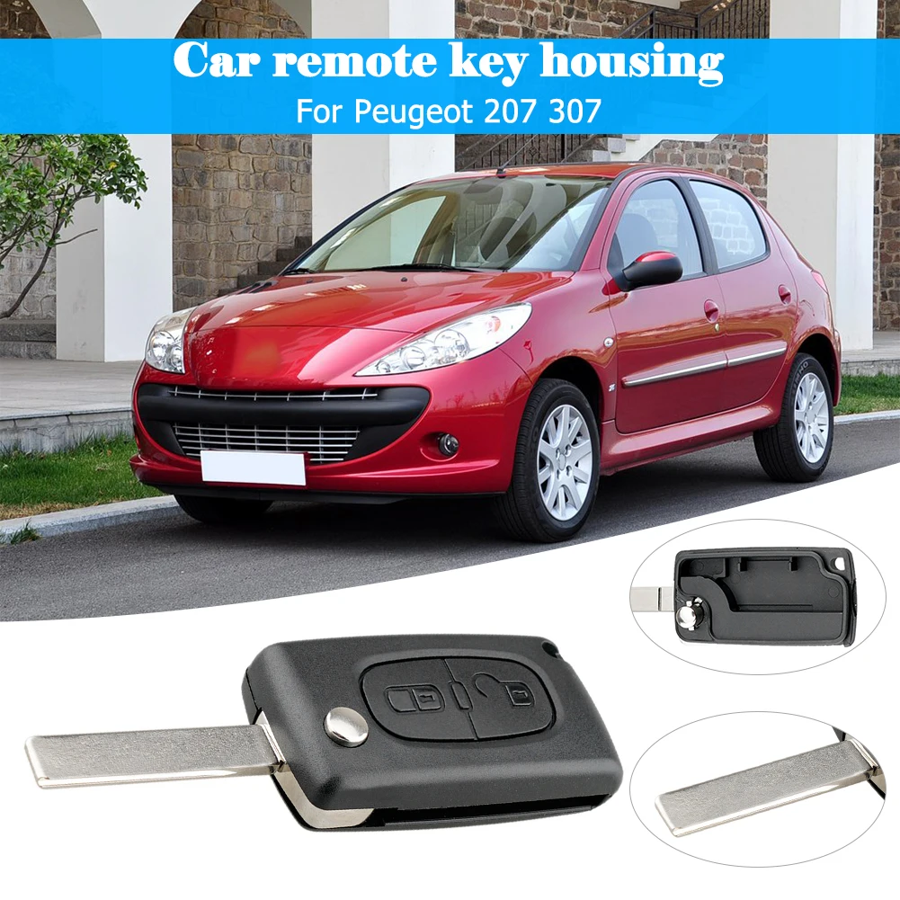 Coque Clé de Voiture Peugeot 207 307 Boîtier Bip Noir CE0523 CE0536 2 Boutons – Image 6